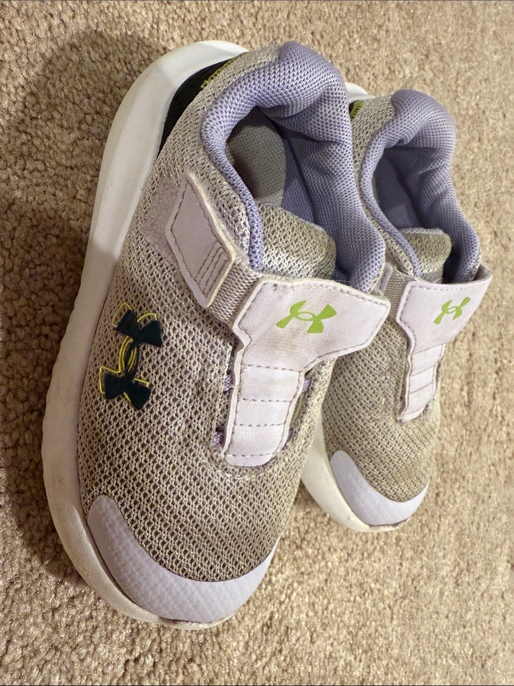 Under Armour Kids Slip-On Sneakers - Light Gray, Lavender & Lime